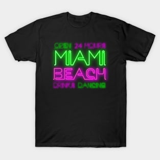 Miami Beach neon retro sign T-Shirt